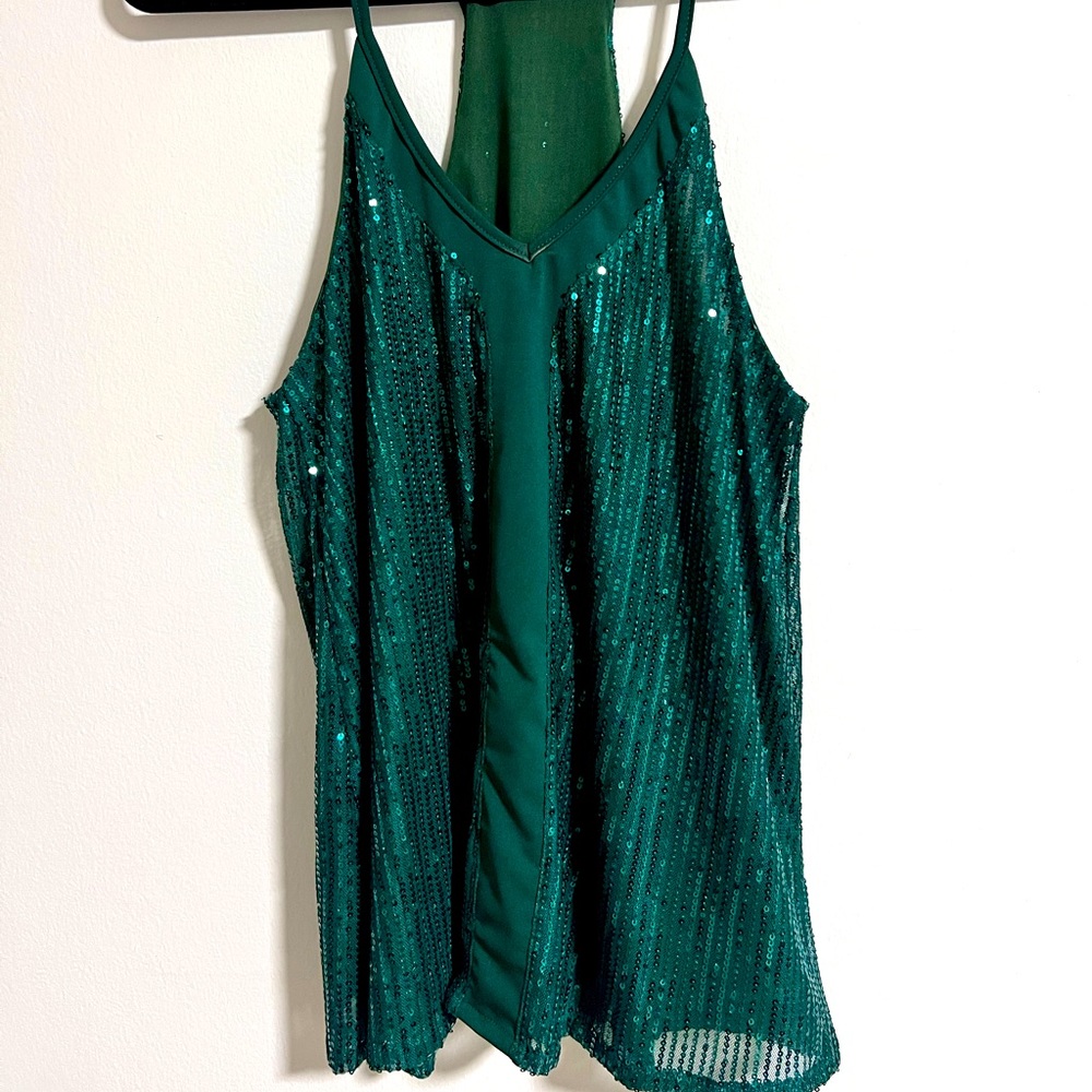 NEW! Emerald Green Sequined Tank. Size L.